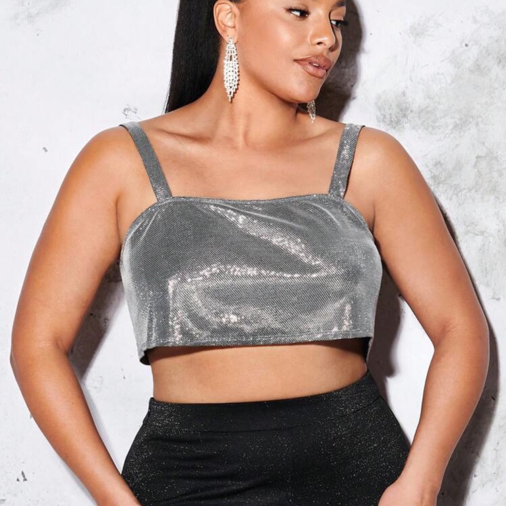 NWT Crop Metallic Cami Top